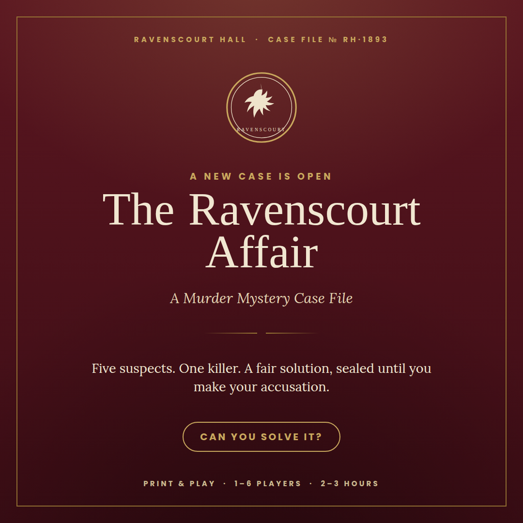 The Ravenscourt Affair: A Vintage 1893 Murder Mystery Case File